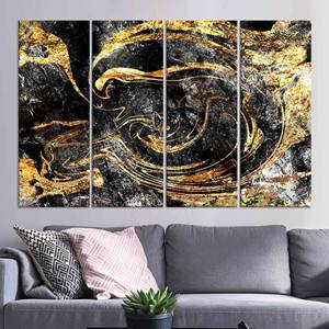 Tableau mural sur toile Marbre Doré : Impression à l'encre d'alcool scintillante, LOT DE 4 TOILES - Product Image 1