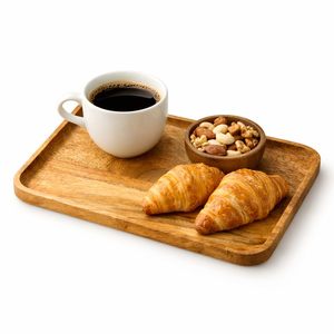 Bandeja de Servir de Madera Moderna y Lujosa |   Bandeja de Madera Natural Ecológica de 24.5x16cm para Desayuno, Té, Café y Aperitivos |   Lavavajillas Resistente - Product Image 1
