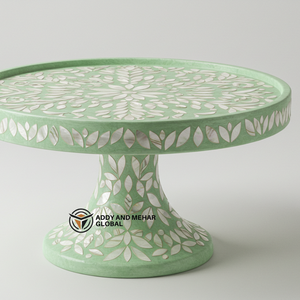 แท่นวางเค้กแบบฝังไม้ถูพื้นสีเขียวทำด้วยมือสำหรับวางเค้กและขนมหวาน - Product Image 5