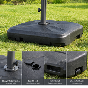 Parasol <span class=keywords><strong>banane</strong></span> de 3 m avec ouverture manuelle, parasol cantilever à 8 baleines pour jardin, terrasse, café, bord de piscine, complexe hôtelier - Product Image 4