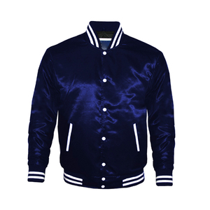 Chaqueta Universitaria de Moda para Hombre, Color Sólido, Bordado, Satén, Servicio OEM, Chaqueta Casual Varsity para Hombre - Product Image 1