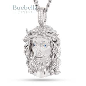 Hip Hop Iced Out 925 Plata de Ley Latón 14K Chapado en oro Diamante Moissanite Jesús Cara Cruz religiosa Joyería colgante fina - Product Image 4