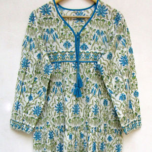 Indien ethnique décontracté Maxi main bloc coton imprimé confortable femmes robe d'été plage couvrir robe pour femmes ensemble de Bikini - Product Image 1