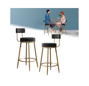 Chaise unique de tabouret de bar haut de gamme moderne en acier inoxydable pieds dorés tabouret de bar en tissu velours chaise pour cuisine restaurant hôtel - Product Image 1