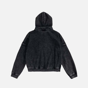 Sudadera de punto 100% algodón de alta gama, personalizada OEM, con lavado ácido desgastado, hombros caídos, bordado, estilo streetwear de alto gramaje - Product Image 2