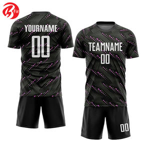 Best Design Men's Soccer Uniform Black Team Jersey with Automated Cutting 100% Polyester Quick Dry Customizable for Adults - Product Image 4