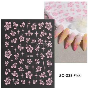 Campione Gratuito: Adesivi per Unghie 2D/3D a Fiore Rosa, Autoadesivi in Stile Giapponese per Manicure Fai-da-Te, Accessori Estivi di Tendenza - Product Image 1