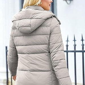 Chaqueta Acolchada Plegable para Mujer, Abrigo de Invierno con Capucha, Chaqueta de Plumón Gruesa y Ligera, Resistente al Viento para Clima Frío - Product Image 5