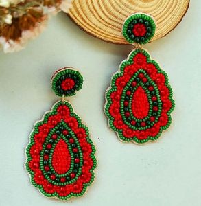 Boucles d'oreilles en coton brodées à la main bleues, boucles d'oreilles personnalisées multi-perles, bijoux de fête pour femmes au meilleur prix, boucles d'oreilles à perles - Product Image 5