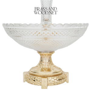 Bol de service en laiton doré et cristal de luxe, pièce maîtresse décorative pour la décoration intérieure - Product Image 6