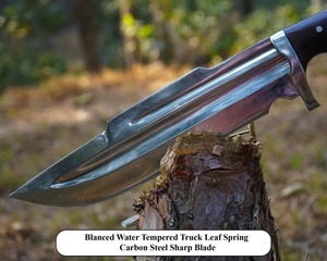 Couteau de chasse à manche en bois en acier au carbone fait à la main personnalisé avec bel étui en cuir - Product Image 4