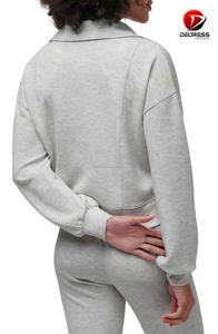 Sudadera con capucha de gran tamaño con bolsillo de canguro para mujer, ropa deportiva con cremallera transpirable, estampado de talla grande para mujer, precios al por mayor - Product Image 2