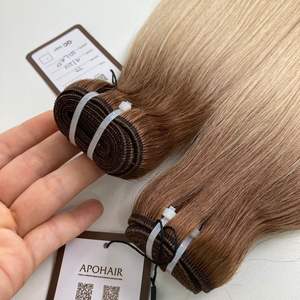 Prix de gros 4 + 24 extensions de cheveux humains lisses à trame en machine Remy à double tirage pour ombre couleur teinte avec traitement chimique - Product Image 4