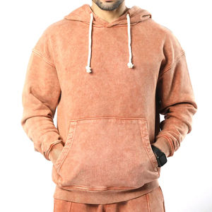 En gros, Ensemble de survêtement vintage délavé à la pierre, 100% Coton épais, coupe ample, avec sweat à capuche et pantalon de survêtement, pour l'extérieur, avec cordon élastique, Dropshipping - Product Image 3