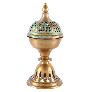 New Latest Design Brass Incense Burner Charcoal Loban Sambrani Dhoop Bakhoor Burner With Handle for Home Fragrance Bakhoor - Product Image 4