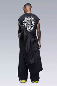 Nouvelle arrivée hommes Cyberpunk Style toile mince veste respirant noir à capuche imperméable Streetwear longue longueur acronymes conception - Product Image 5