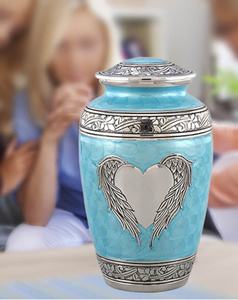 Urna de alas de Ángel Ocean Blue Loving Angel Urna de cremación grande para cenizas humanas Blue Heart Adult Memorial Angel Urna - Product Image 4