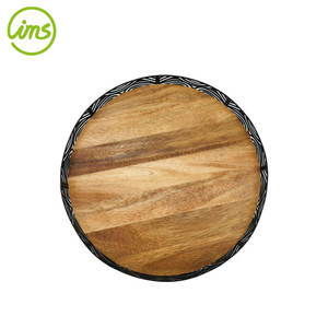 Bandeja grande para servir magdalenas de frutas redondas de madera de acacia de 13 \ "para cocina y sala de estar - Product Image 6