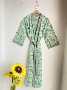 Kimono corto de algodón para dama de honor, vestido informal Unisex de talla única para playa de verano, estampado Floral de alta calidad - Product Image 4