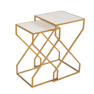 Mesa nido de lujo de Estambul con tapa de piedra de cuarcita y base de hierro forjado Proveedor de fábrica - Product Image 6