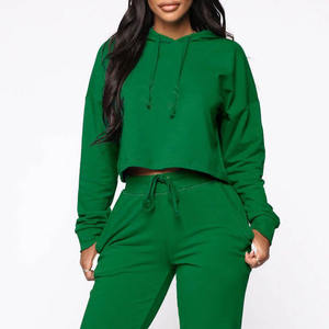 2025 haute qualité nouvelle mode automne femmes décontracté couleur unie haut court sweats à capuche haut court à capuche confortable femmes sweats à capuche - Product Image 5