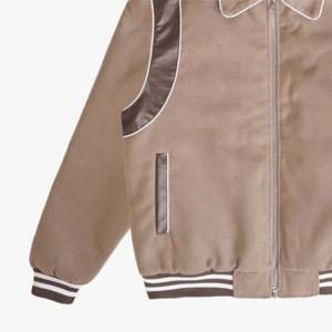 Precio barato 2025 Diseño personalizado Hombres Doble Streetwear Chaqueta de lana Tamaño Varsity Chaqueta de cuero de algodón Estilo OEM Diseño - Product Image 4