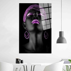 African Woman Art Glass Wall Print: Ethnic Graphic Design Canvas Artwork,TEMPERED GLASS ART - Product Image 1