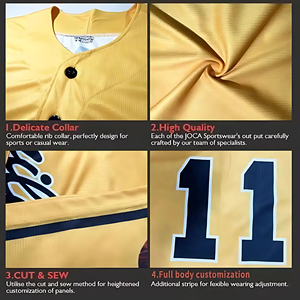 Camiseta de Béisbol Personalizada al por Mayor con Nombre Impreso, Transpirable, de Secado Rápido, 100% Poliéster, Cuello en V, Talla Grande - Product Image 6