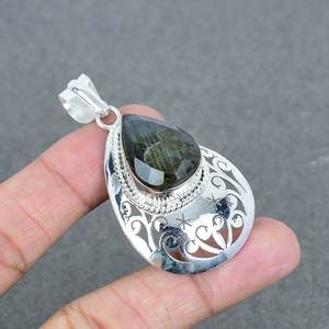 Meilleure vente plaqué argent mode laiton vert Onyx déclaration pendentif collier à breloques en forme de poire bijoux au meilleur prix - Product Image 4