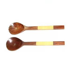 Juego de ensaladas de madera hecho a mano, juego de cubiertos de bambú para servir frutas de madera personalizado para mezclar ensaladas de alimentos, alta calidad duradera Premium - Product Image 1