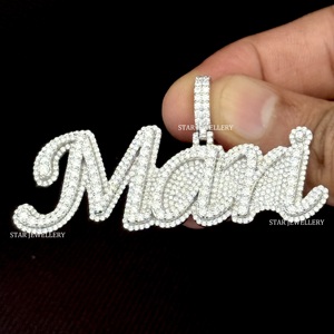 Colgante de Letra Unisex Personalizado con Diamantes Cultivados en Laboratorio, Chapado en Oro de 10K, Corte Brillante Redondo, Estilo Hip Hop - Product Image 2