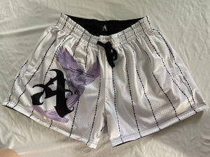 Pantalones cortos de malla de arroz para hombre, pantalones cortos de malla, rayas, apliques bordados, malla reversible para hombre, pantalones cortos de gimnasio de verano de secado rápido, baloncesto - Product Image 4