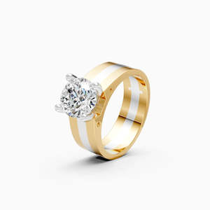 Daily Wear Lab Grown Diamond Stunning Single Solitaire <b>Mens</b> 2 Tone Band 2.06 Ct <b>Ring</b> In 9K Yellow White And Rose Gold - Product Image 3