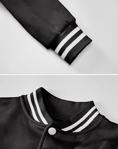 Vente en gros de veste universitaire recadrée de style vintage pour femmes avec logo personnalisé nouvelle veste en cuir brodée à la mode en coton viscose - Product Image 4