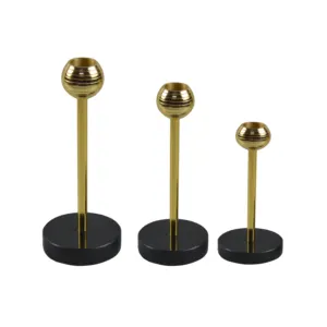 Set Of 3 Black Plated Finishing Candle Holder Design For Table Decor Aluminium Metal Home Decor Design Candle Stand Cheap Price