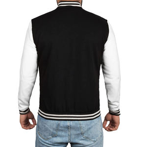 OEM personalizado de cuero de la manga recortada chaqueta cadena Chenille bordado Vintage Letterman Varsity chaqueta para los hombres - Product Image 4