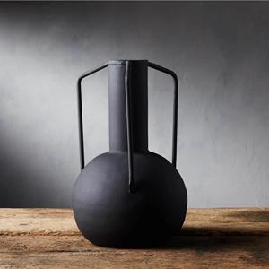 Nuevo florero de hierro, gran oferta, maceta de jardín de Metal con asa, florero de mesa moderno con recubrimiento de polvo negro mate a la venta - Product Image 2