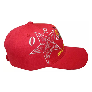 Gorra de acrílico roja 100% con bordado de sombra de la Orden de la Estrella del Este de Mason OES, gorra de regalia con letras bordadas, gorras personalizadas de hip hop - Product Image 4