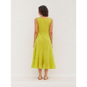 Solid <b>Vintage</b> Guava Mulmul Maxi <b>Dress</b> <b>for</b> <b>Women</b>-Puff Sleeve Semi-Formal Day <b>Dress</b> - Product Image 2