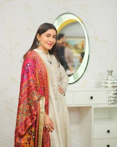 Colorful Floral Pattern Dupatta Glass Work-Ethnic Silk <b>Shawl</b> with Patchwork-Style Design - Product Image 4