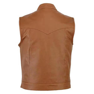 Gilet de moto en cuir personnalisé pour hommes en cuir de vachette véritable de qualité gilet de moto en cuir de motard gilet en cuir Service OEM 2025 - Product Image 3