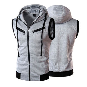 Sweat-shirt sans manches à capuche élastique pour homme Gilet de fitness en plein air avec manches courtes à capuche - Product Image 3