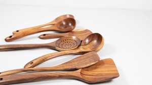Juego de cuchara y espátula de madera de teca, juego de utensilios duraderos antiadherentes, accesorios de cocina para hornear, cocinar y mezclar - Product Image 6