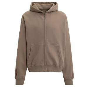 Sweat à capuche unisexe zippé en molleton de couleur unie avec poches Veste streetwear décontractée chaude d'hiver pour hommes et femmes - Product Image 1