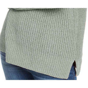 Maglione in ciniglia a collo alto da donna Hippie Rose, verde medio, traspirante, lavorato a maglia, per l'autunno, stile dolce, con logo frontale - Product Image 3