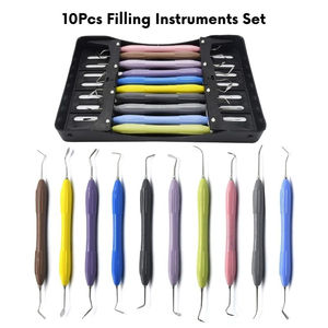 Juego de Instrumentos Dentales LM de 10 Piezas para Rellenos de Composite, Kit con Mango de Silicona, Curetas y Escaladores Coloridos, Equipos de Restauración Dental - Product Image 4