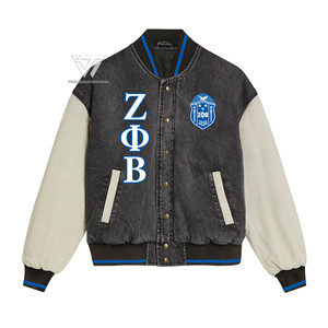 Personalizado griego Zeta Phi Beta Sorority ropa bordada Letterman Varsity Jeans chaqueta de mezclilla parafernalia griega - Product Image 1