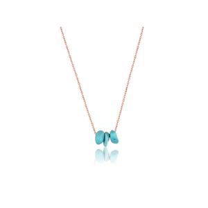 Collar con Colgante Fino de Plata de Ley 925 Azuris con Piedra Turquesa Hecho en Turquía - Product Image 2