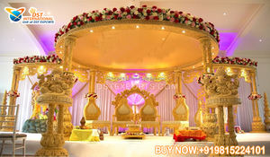 Tusk d'éléphant indien du sud Mandap aux États-Unis intérieur perle or mariage Mandap décoration tronc d'éléphant pilier mariage Mandap ensemble - Product Image 6