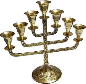 Bougeoir Menorah en laiton 7 Branches, support de bougie Vintage fantaisie, hauteur 8.5 pouces, supports de bougie pour salon - Product Image 6